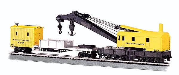 Bachmann 16114 HO Scale Crane Car With Boom Tender Pennsylvania Railroad PRR 1 Bachmann 16114 HO Scale Crane Car With Boom Tender Pennsylvania Railroad PRR