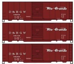 Accurail 8044 HO Scale 40' AAR DD Boxcar Kit 3 Pack Rio Grande D&RGW - NOS