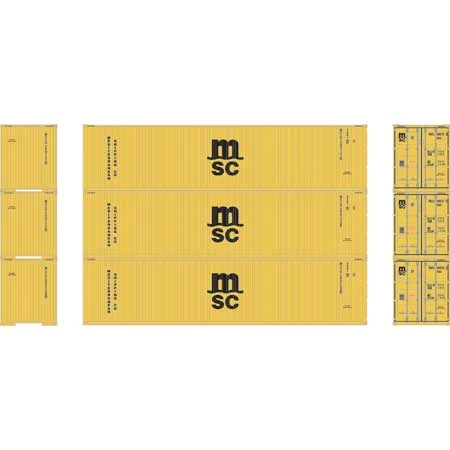 Athearn 17442 N Scale 40' High Cube Container Mediterranean Shipping MSC 3 Pack #1 2 Athearn 17442 N Scale 40' High Cube Container Mediterranean Shipping MSC 3 Pack #1 - Image 2