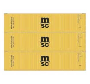 Athearn 27046 HO Scale 40' High Cube Container MSC 3 Pack 1 Athearn 27046 HO Scale 40' High Cube Container MSC 3 Pack