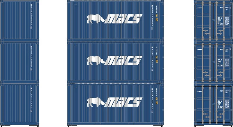 Athearn 27790 HO Scale 20' Intermodal Corrugated Container MACS MOCU 3-Pack #2 2 Athearn 27790 HO Scale 20' Intermodal Corrugated Container MACS MOCU 3-Pack #2 - Image 2