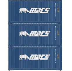 Athearn 27790 HO Scale 20' Intermodal Corrugated Container MACS MOCU 3-Pack #2