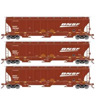 Athearn Genesis G90009 HO Scale Trinity 3 Bay Covered Hopper BNSF "Wedge/Swoosh" 3 Pack #1 1 Athearn Genesis G90009 HO Scale Trinity 3 Bay Covered Hopper BNSF "Wedge/Swoosh" 3 Pack #1