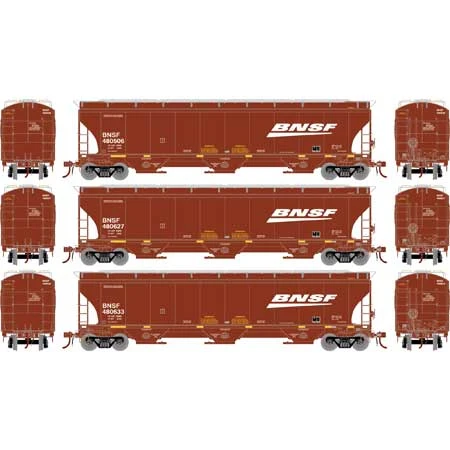 Athearn Genesis G90009 HO Scale Trinity 3 Bay Covered Hopper BNSF "Wedge/Swoosh" 3 Pack #1 2 Athearn Genesis G90009 HO Scale Trinity 3 Bay Covered Hopper BNSF "Wedge/Swoosh" 3 Pack #1 - Image 2