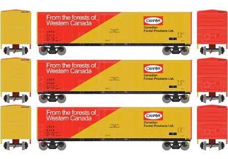 Athearn HO 76127 50' Youngstown Plug Door Boxcar Canfor USEX 3 Pack 1 Athearn HO 76127 50' Youngstown Plug Door Boxcar Canfor USEX 3 Pack