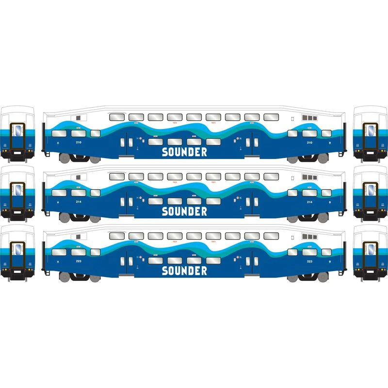 Athearn RTR 28590 N Scale Bombardier Coach Car Sounder SDRX 3 Pack 2 Athearn RTR 28590 N Scale Bombardier Coach Car Sounder SDRX 3 Pack - Image 2