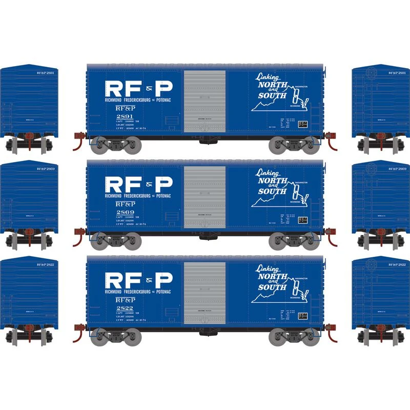 Athearn RTR 67977 HO Scale 40' Modernized Boxcar RF&P 3 Pack 2 Athearn RTR 67977 HO Scale 40' Modernized Boxcar RF&P 3 Pack - Image 2
