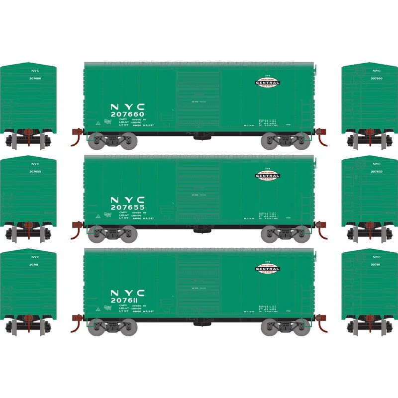 Athearn RTR 69438 HO Scale 40' Modernized Boxcar New York Central NYC 3 Pack 2 Athearn RTR 69438 HO Scale 40' Modernized Boxcar New York Central NYC 3 Pack - Image 2