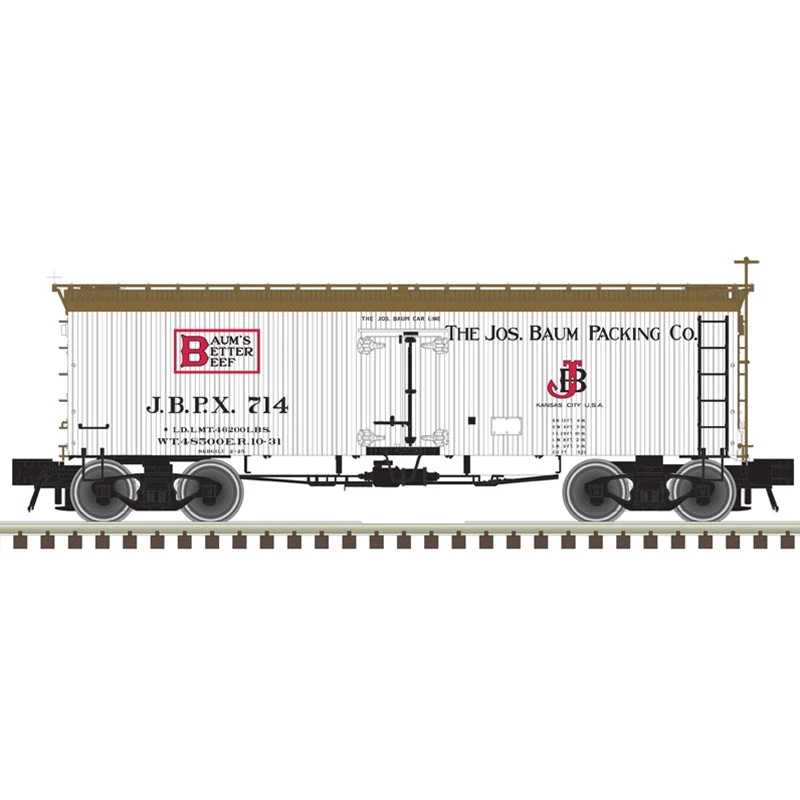 Atlas 20007195 HO Scale 36' Wood Reefer Baum's Better Beef 714 1 Atlas 20007195 HO Scale 36' Wood Reefer Baum's Better Beef 714