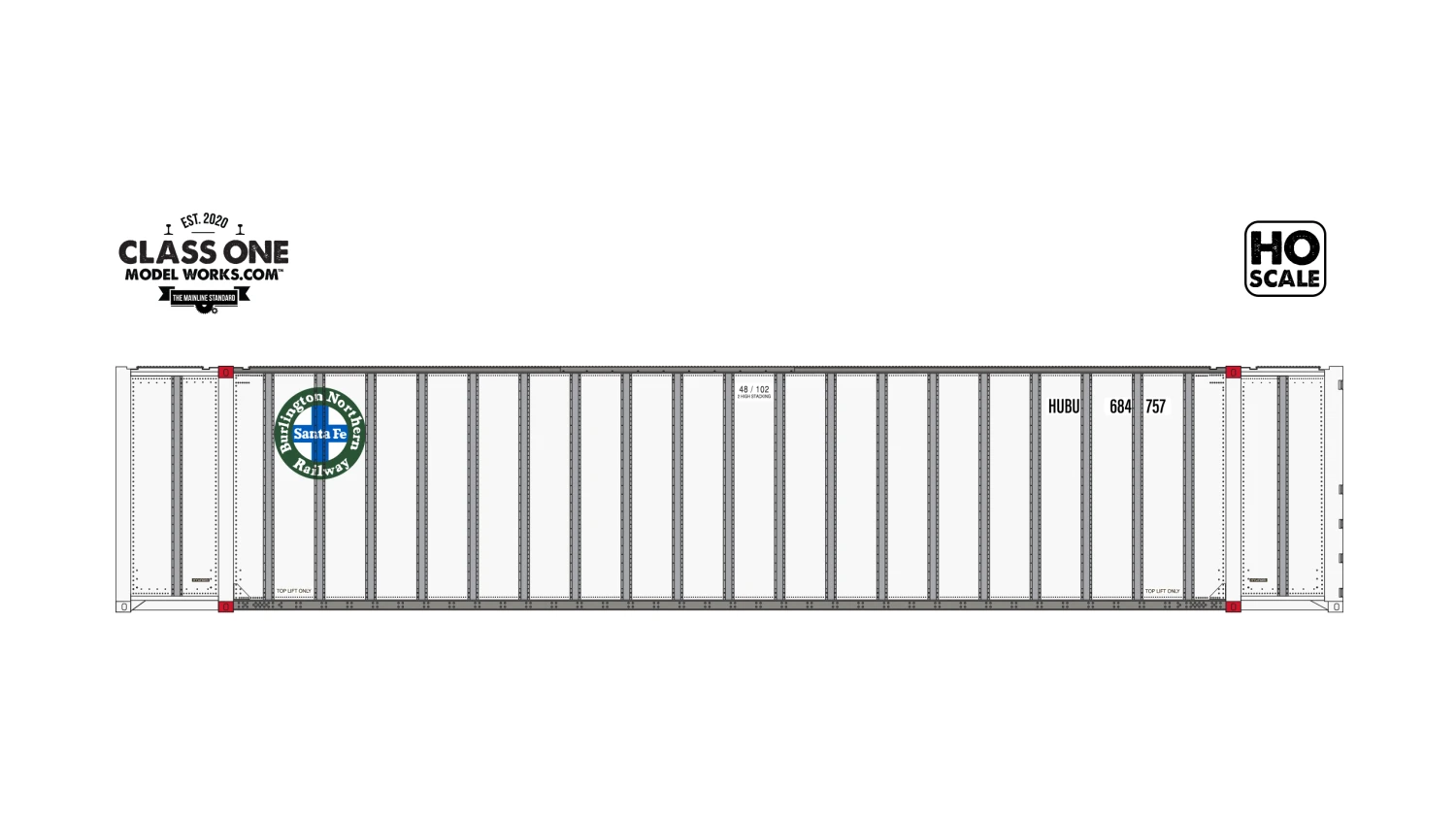 Class One Model Works HO Scale Hyundai 48' Container BNSF Hub Group HUBU Single 1 Class One Model Works HO Scale Hyundai 48' Container BNSF Hub Group HUBU Single