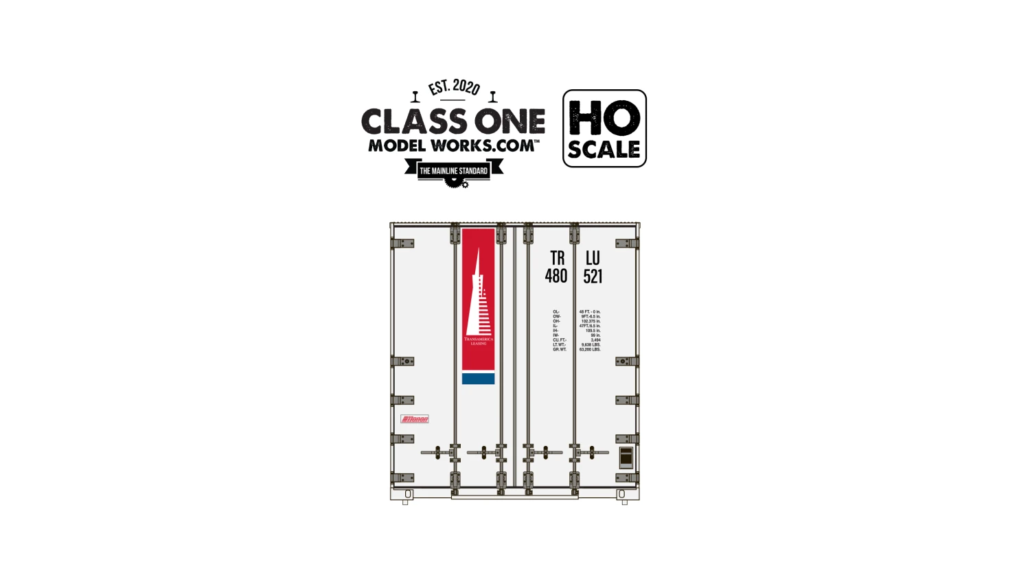 Class One Model Works HO Scale Monon 48' Container Transamerica APLU 480521 / 480843 2-Pack #1 2 Class One Model Works HO Scale Monon 48' Container Transamerica APLU 480521 / 480843 2-Pack #1 - Image 2