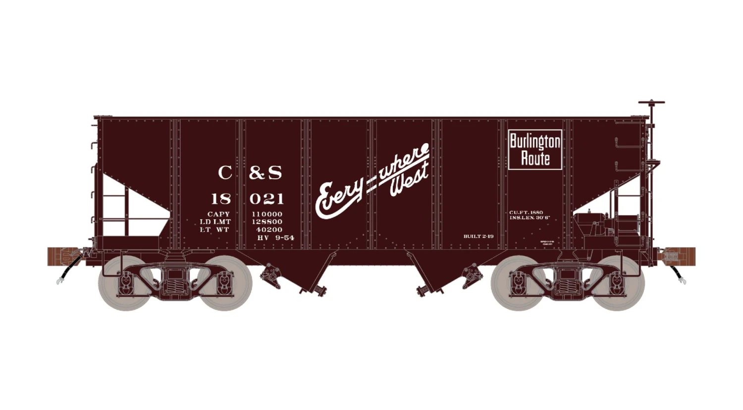 Fox Valley Models 15023 HO Scale USRA 55-Ton 2-Bay Open Hopper Burlington CBQ/C&S 18207 2 Fox Valley Models 15023 HO Scale USRA 55-Ton 2-Bay Open Hopper Burlington CBQ/C&S 18207 - Image 2