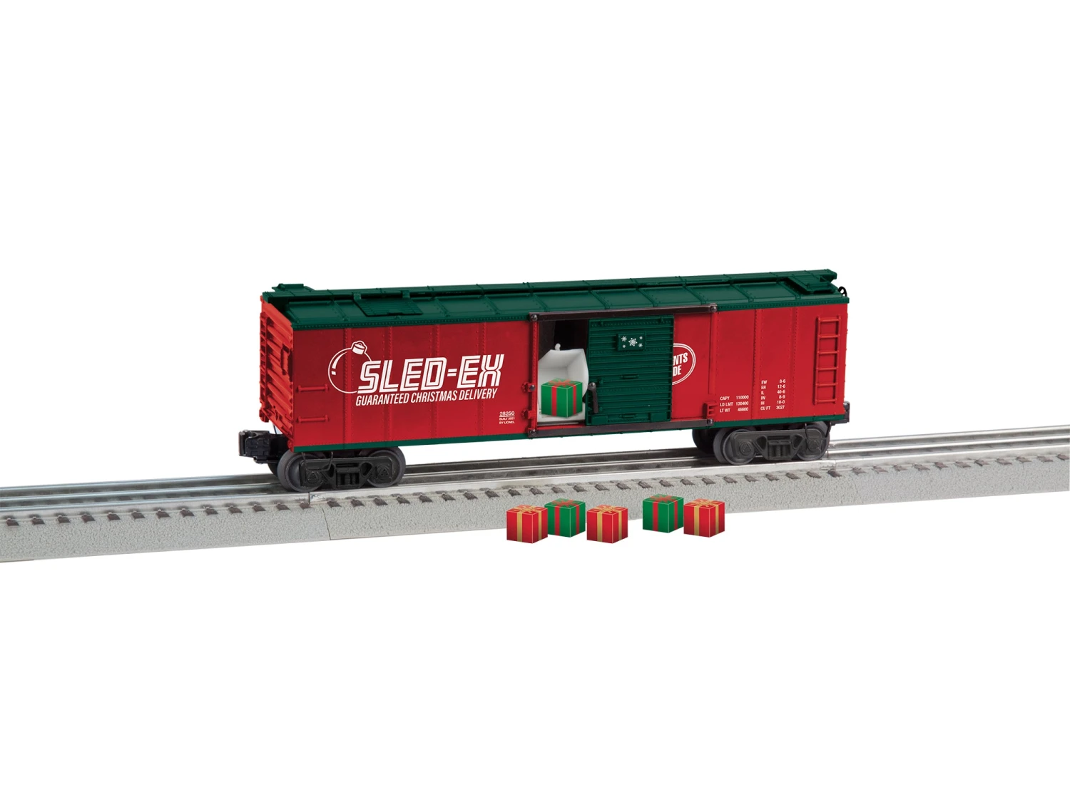 Lionel 2128250 O Gauge SledEx Operating Present Boxcar 1 Lionel 2128250 O Gauge SledEx Operating Present Boxcar