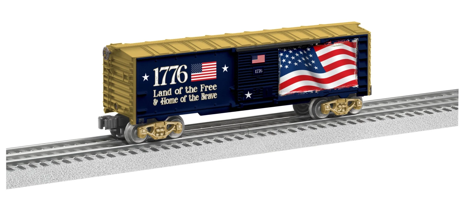 Lionel 2228410 O Scale Illuminated American Flag Boxcar 1 Lionel 2228410 O Scale Illuminated American Flag Boxcar