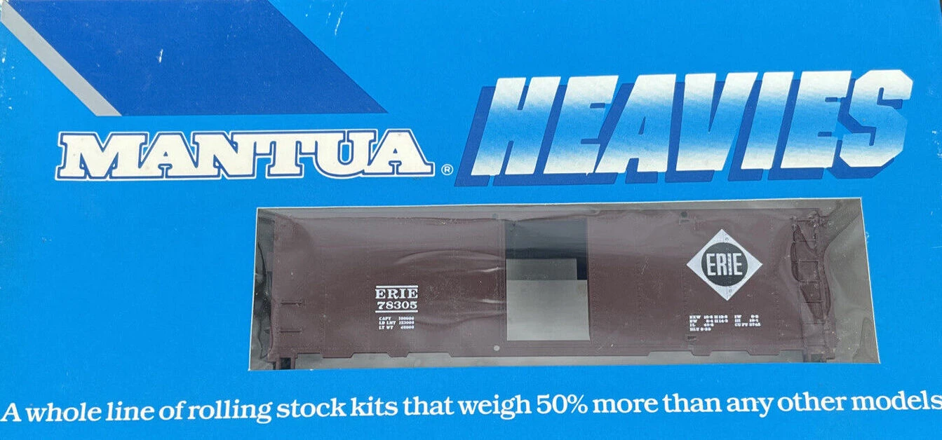 Mantua Heavys 734-30 HO Scale 40' Steel Boxcar Kit Erie 78305 - NOS 1 Mantua Heavys 734-30 HO Scale 40' Steel Boxcar Kit Erie 78305 - NOS