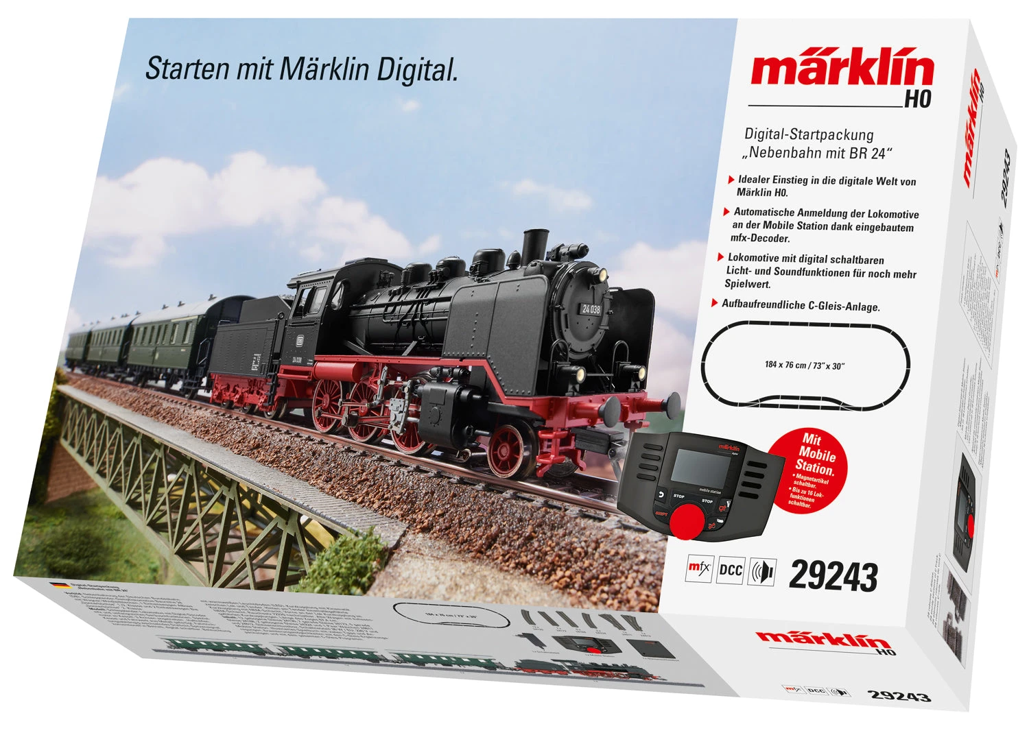 Marklin 29243 HO Scale Deutsche Bundesbahn DB Branch Line Class 24Digital Starter Train Set With M 1 Marklin 29243 HO Scale Deutsche Bundesbahn DB Branch Line Class 24Digital Starter Train Set With M