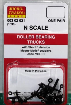 Micro-Trains 1030 (003 02 031) Roller Bearing Truck With Short Couplers 1 Pair