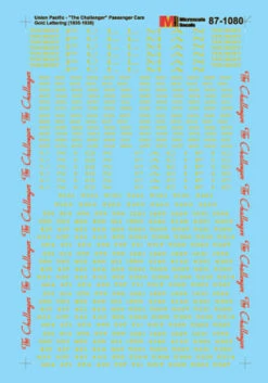 Microscale Decals 87-1080 HO Scale The Challenger Passenger Cars Union Pacific (1935-1938)