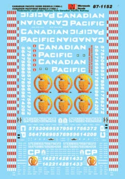 Microscale Decals 87-1152 HO Scale Canadian Pacific CP Hood Diesels (1998+)