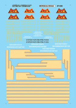 Microscale Decals 87-639 HO Scale Louisville & Nashville RS-3 And FA-2 Diesels (1951-1963)