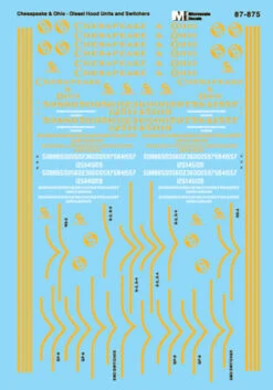 Microscale Decals 87-875 HO Scale Chesapeake & Ohio C&O Hood Diesels (1948-1957)