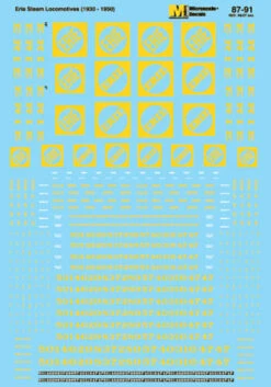 Microscale Decals 87-91 HO Scale Erie Steam Locomotives (1930-1950)