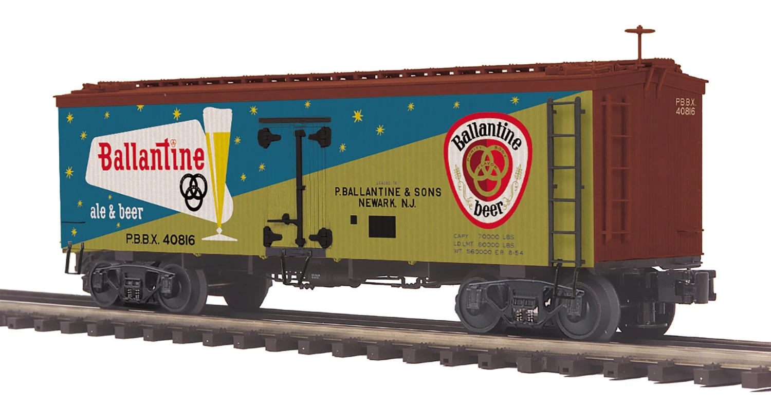 MTH Premier 20-94656 O Scale 36' Wood Reefer Ballantine Beer PBBX 1 MTH Premier 20-94656 O Scale 36' Wood Reefer Ballantine Beer PBBX