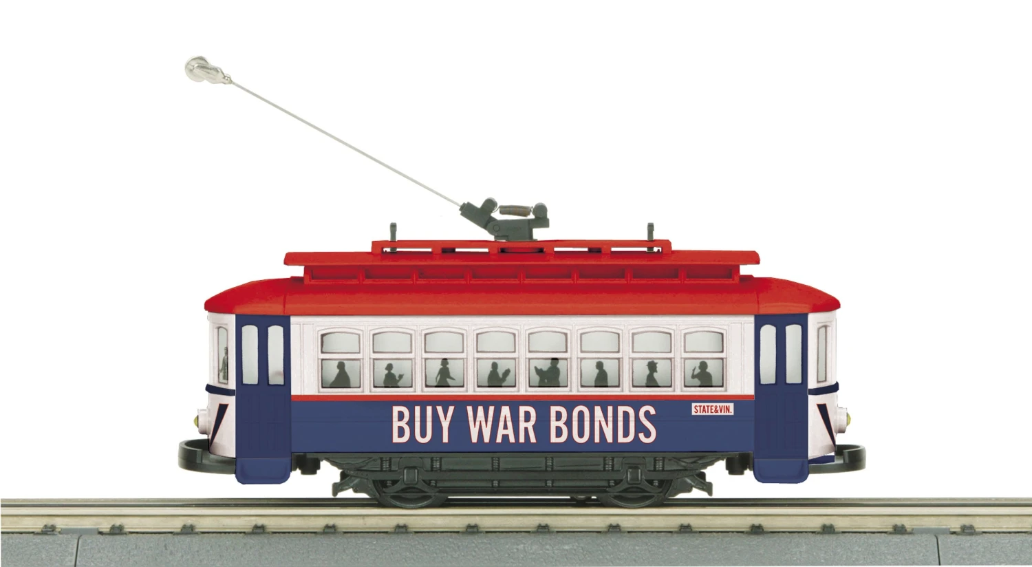 MTH RailKing 30-5217 O Gauge Bump-N-Go Trolley Buy War Bonds 1 MTH RailKing 30-5217 O Gauge Bump-N-Go Trolley Buy War Bonds