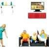 Preiser 10649 HO Scale Family Figures Watching TV With Furniture