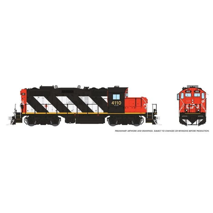Rapido 041008 HO Scale GP9rm Canadian National "Stripes" CN 4110 2 Rapido 041008 HO Scale GP9rm Canadian National "Stripes" CN 4110 - Image 2