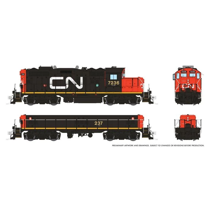Rapido 041014 HO Scale GP9rm Mother + Slug Canadian National "Early" CN 7236/237 2 Rapido 041014 HO Scale GP9rm Mother + Slug Canadian National "Early" CN 7236/237 - Image 2