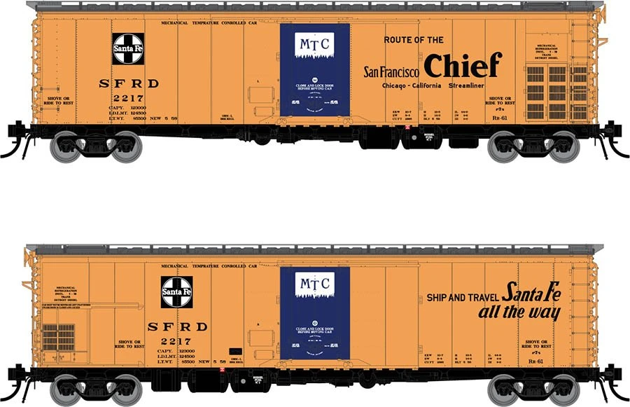 Rapido Trains 156009A HO Scale RR-61 Reefer Santa Fe San Francisco Chief SFRD # Varies 2 Rapido Trains 156009A HO Scale RR-61 Reefer Santa Fe San Francisco Chief SFRD # Varies - Image 2