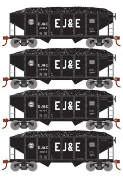 Roundhouse 50018 HO Scale 34' Ribbed Hopper W/Load EJ&E 4-Pack #1