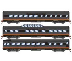 Roundhouse 79127 HO Scale Streamlined Passenger 3 Car Set Kansas City Southern