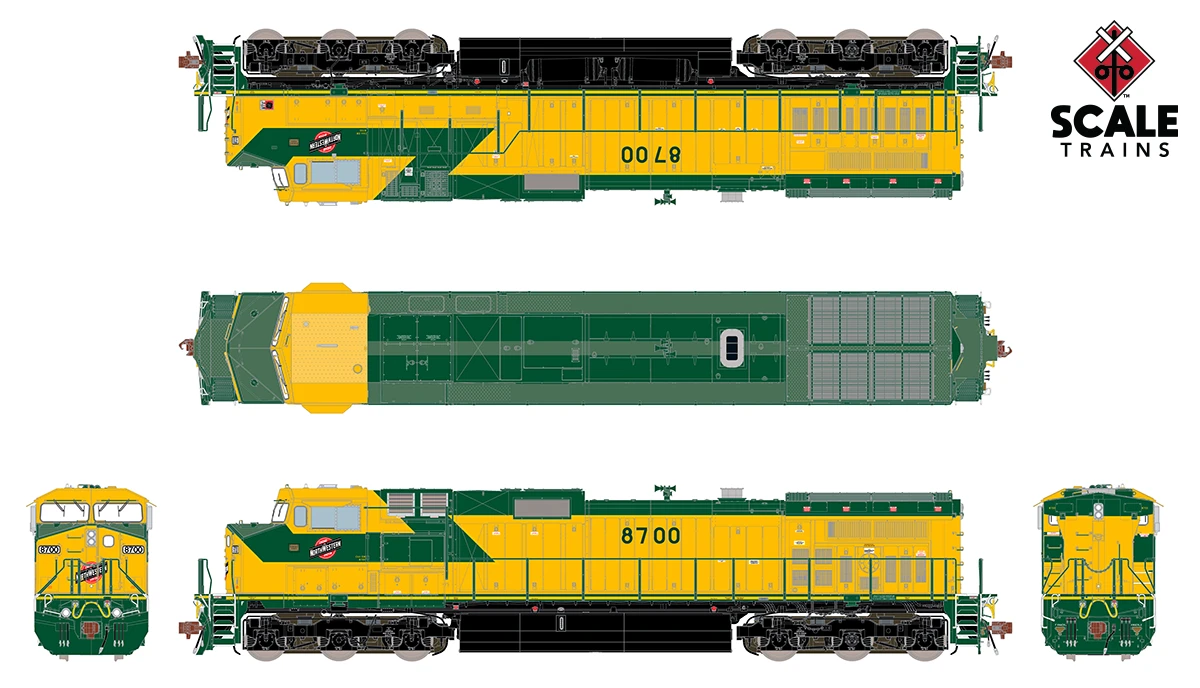 ScaleTrains 33473 Rivet Counter HO Scale GE Dash 9 (C44-9W) Chicago NorthWestern CN&W 8700 2 ScaleTrains 33473 Rivet Counter HO Scale GE Dash 9 (C44-9W) Chicago NorthWestern CN&W 8700 - Image 2