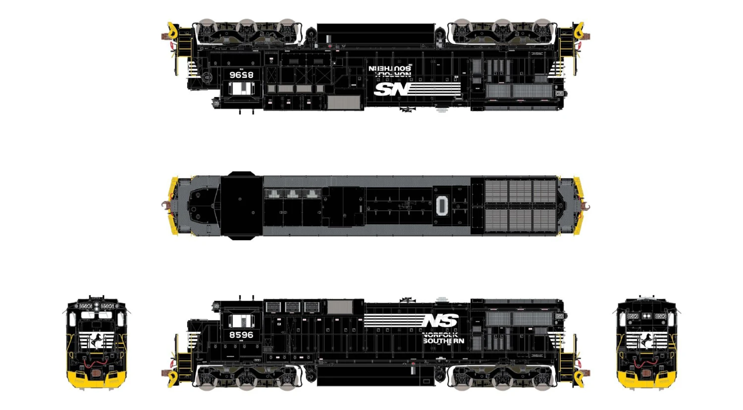 ScaleTrains 38738 Rivet HO GE C39-8 Phase II (Yellow Plow) Norfolk Southern NS 8596 DC 2 ScaleTrains 38738 Rivet HO GE C39-8 Phase II (Yellow Plow) Norfolk Southern NS 8596 DC - Image 2