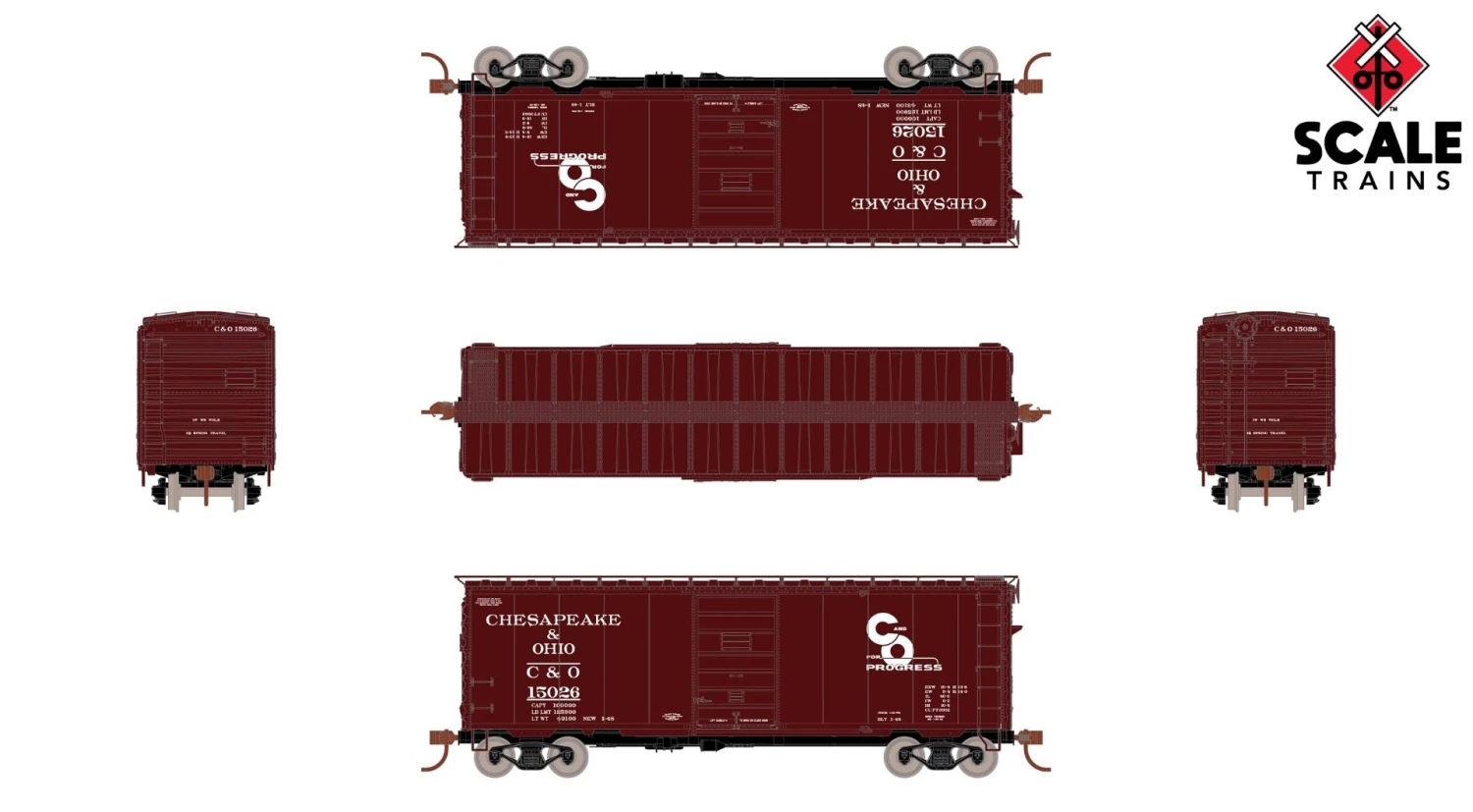ScaleTrains Kit Classics 1227 HO Scale PS-1 Boxcar Chesapeake & Ohio C&O 15026 2 ScaleTrains Kit Classics 1227 HO Scale PS-1 Boxcar Chesapeake & Ohio C&O 15026 - Image 2