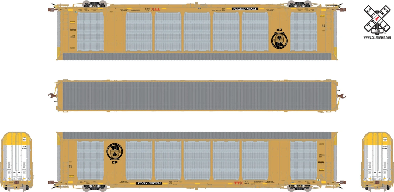 ScaleTrains Rivet 32753 HO Scale Gunderson Multi-Max Autorack Canadian Pacific CP/TTGX 697882 2 ScaleTrains Rivet 32753 HO Scale Gunderson Multi-Max Autorack Canadian Pacific CP/TTGX 697882 - Image 2