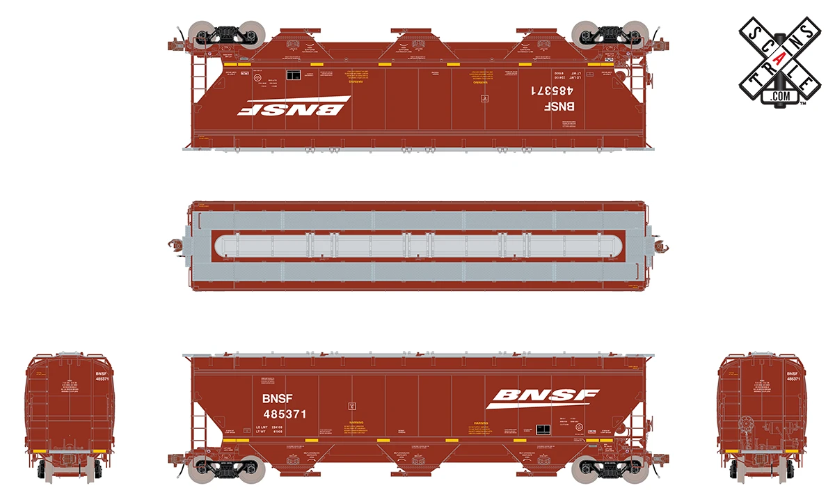 ScaleTrains Rivet 33298 HO Scale Gunderson 5188 Covered Hopper BNSF 486424 2 ScaleTrains Rivet 33298 HO Scale Gunderson 5188 Covered Hopper BNSF 486424 - Image 2