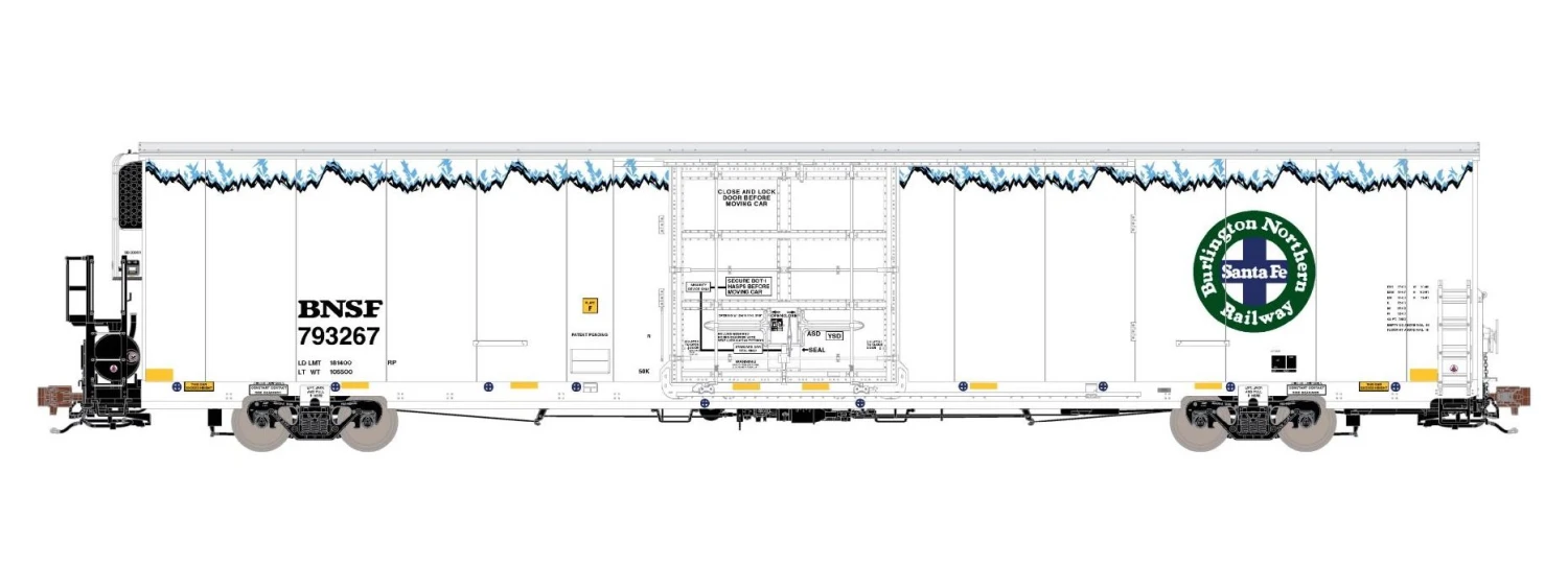 ScaleTrains Rivet 38933 HO Scale 82’ 7883 Reefer (Early Thermo King) BNSF 793374 1 ScaleTrains Rivet 38933 HO Scale 82’ 7883 Reefer (Early Thermo King) BNSF 793374