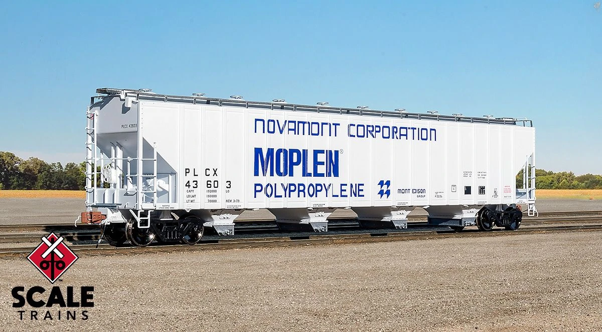 ScaleTrains Rivet Counter 33685 HO Scale PS-2 5820 Covered Hopper Novamont PLCX 43673 1 ScaleTrains Rivet Counter 33685 HO Scale PS-2 5820 Covered Hopper Novamont PLCX 43673