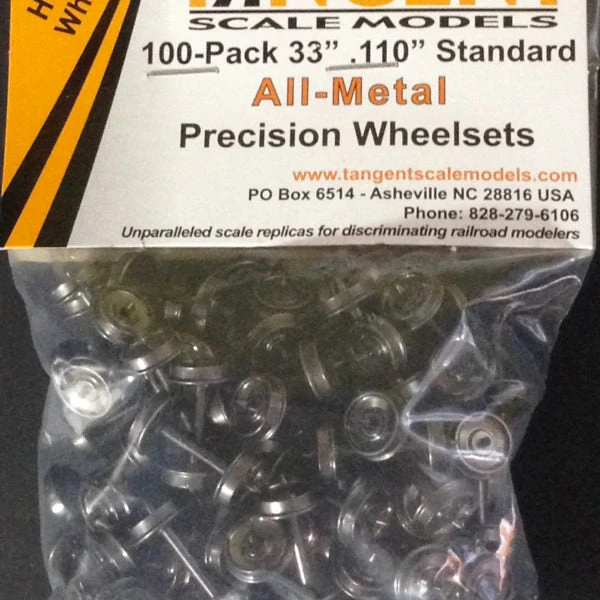 Tangent Scale Models 119 HO Scale 33" Normal Tread RP25 All-Metal Wheelsets 100 Pack 1 Tangent Scale Models 119 HO Scale 33" Normal Tread RP25 All-Metal Wheelsets 100 Pack