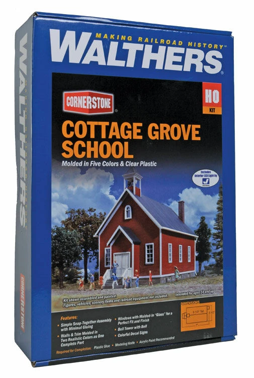 Walthers Cornerstone 933-3656 HO Scale Cottage Grove School With LED - Kit 2 Walthers Cornerstone 933-3656 HO Scale Cottage Grove School With LED - Kit - Image 2