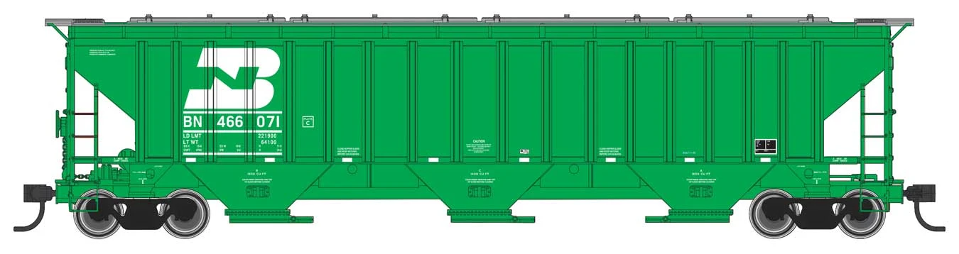 Walthers Mainline 910-49003 HO Scale 57' Trinity 4750 3-Bay Covered Hopper BN 466174 1 Walthers Mainline 910-49003 HO Scale 57' Trinity 4750 3-Bay Covered Hopper BN 466174