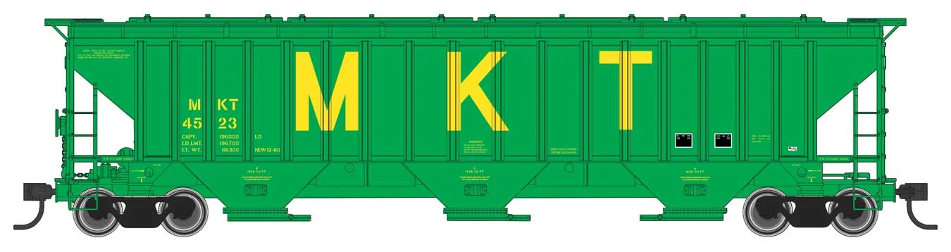 Walthers Mainline 910-49026 HO Scale 57' Trinity 4750 3-Bay Covered Hopper MKT 4535 1 Walthers Mainline 910-49026 HO Scale 57' Trinity 4750 3-Bay Covered Hopper MKT 4535