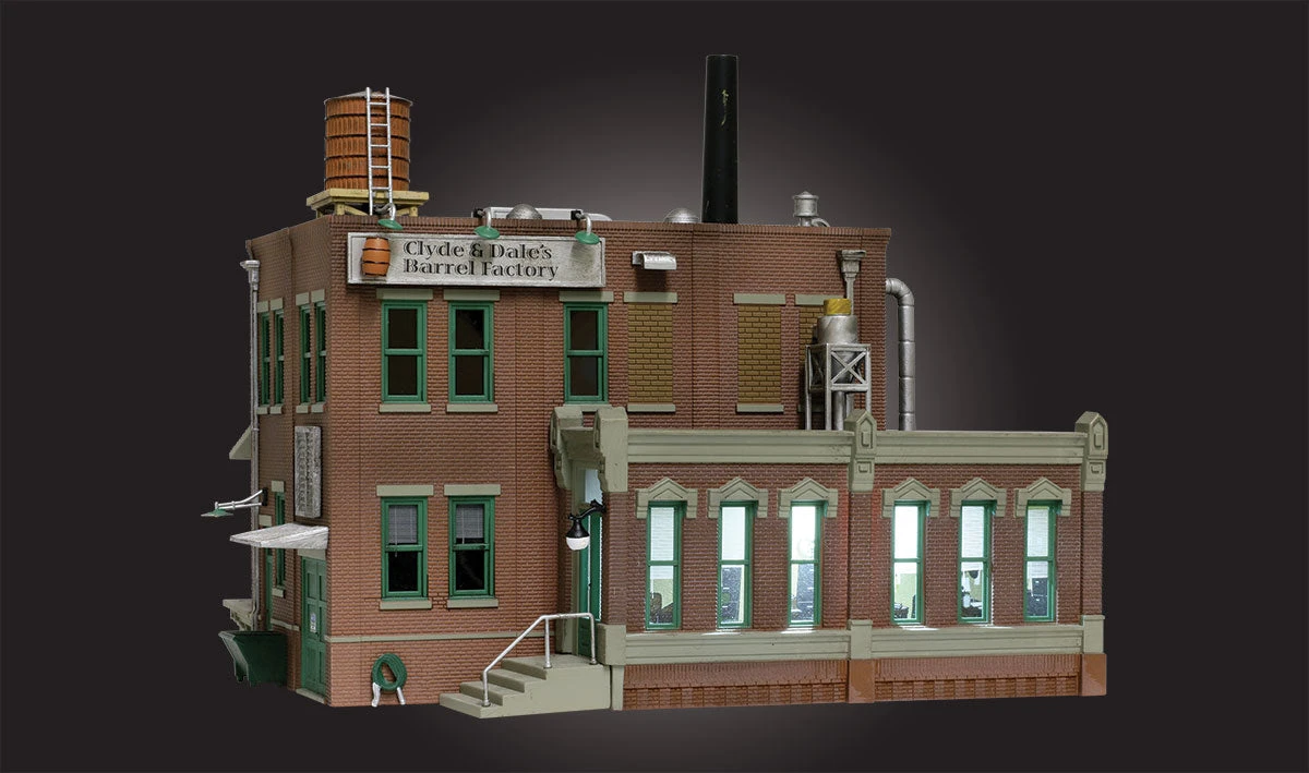 Woodland Scenics BR4924 N Scale Built Up Structure - Clyde & Dale's Barrel Factory With LED Lighting 6 Woodland Scenics BR4924 N Scale Built Up Structure - Clyde & Dale's Barrel Factory With LED Lighting - Image 6