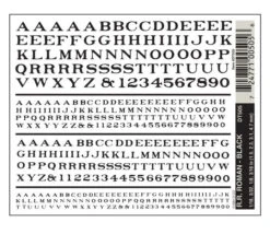Woodland Scenics DT505 Dry Transfer Decals - Railroad Roman Letters, Black