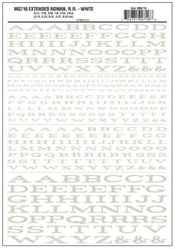 Woodland Scenics MG716 Model Graphics, Extended Roman Letters, White