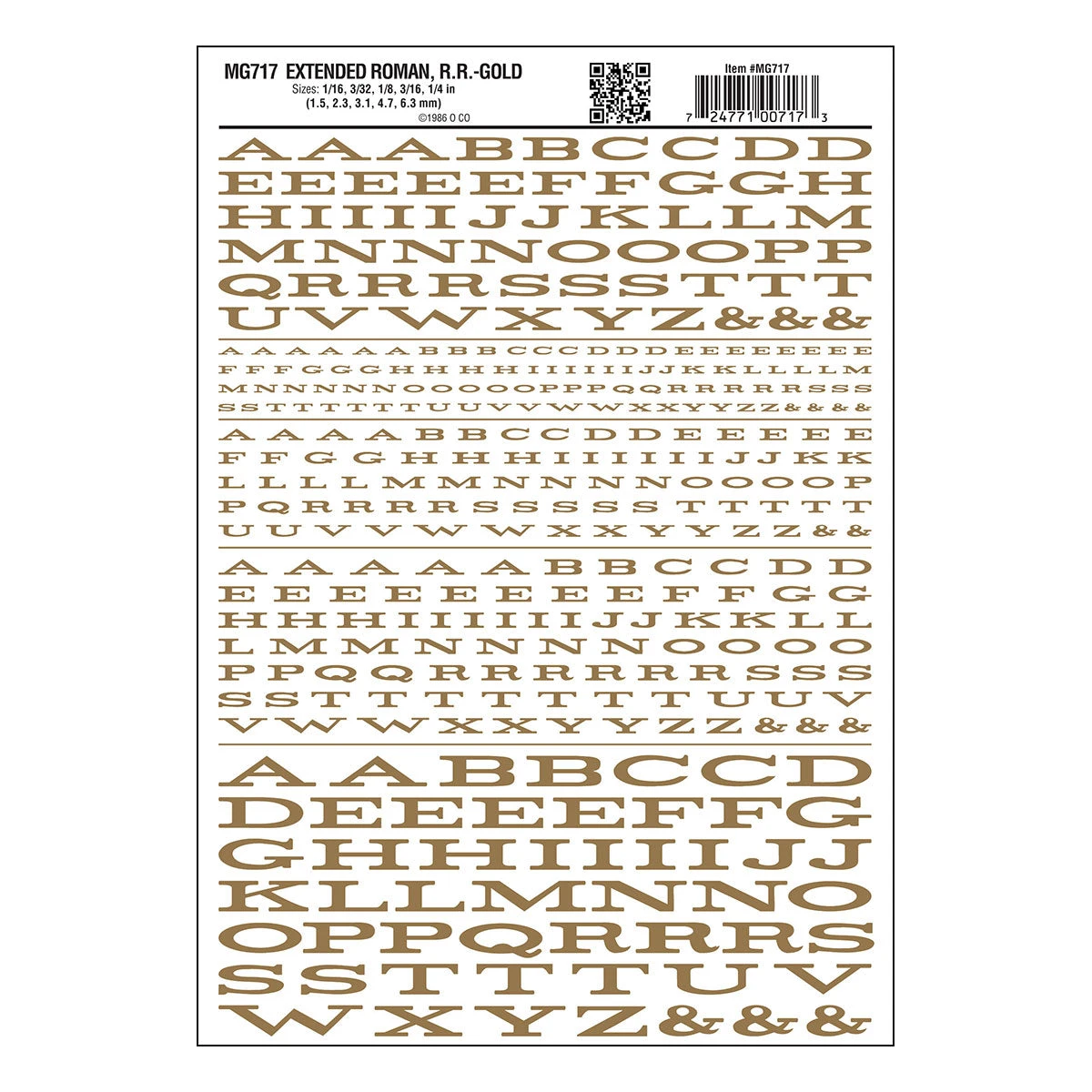 Woodland Scenics MG717 Model Graphics, Extended Roman Letters, Gold 1 Woodland Scenics MG717 Model Graphics, Extended Roman Letters, Gold