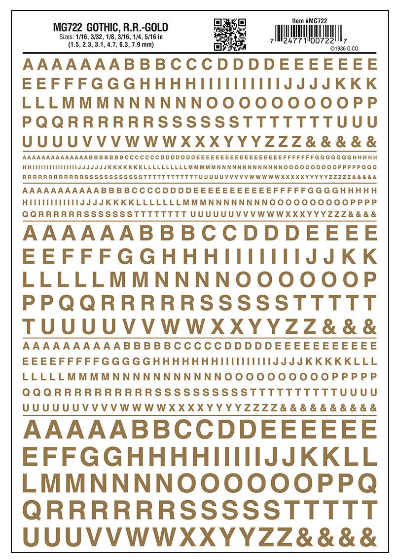 Woodland Scenics MG722 Model Graphics, Gothic Letters, Gold 1 Woodland Scenics MG722 Model Graphics, Gothic Letters, Gold